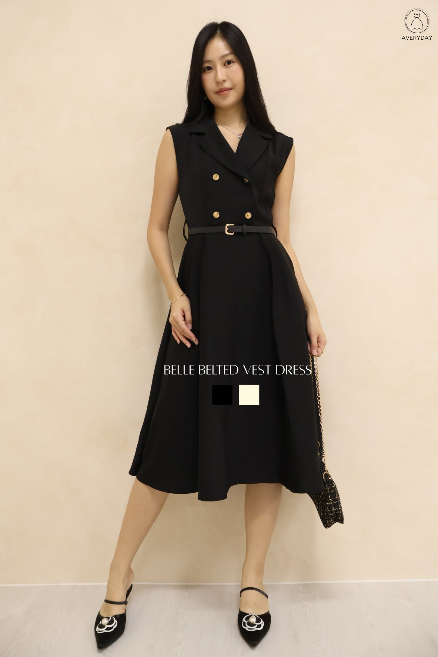 *Premium* Belle Belted Vest Dress In Black