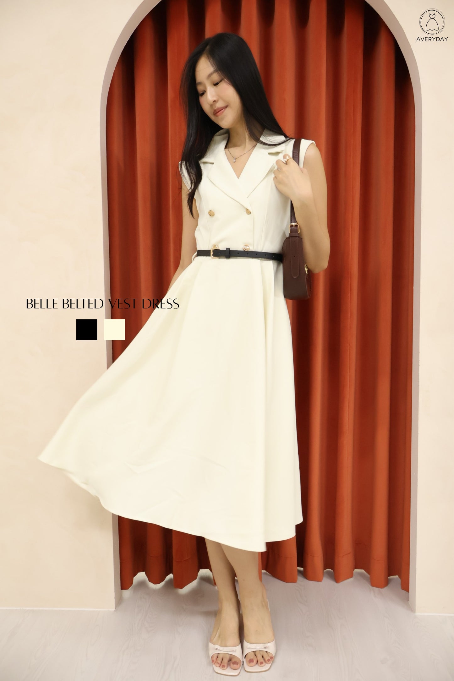*Premium* Belle Belted Vest Dress In Cream