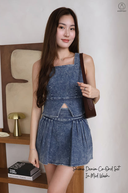 Shona Denim Co-Ord Set In Mid Wash