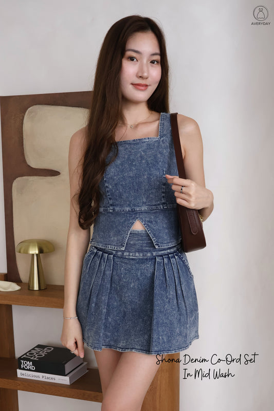 Shona Denim Co-Ord Set In Mid Wash