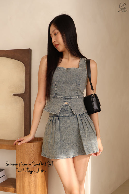 Shona Denim Co-Ord Set In Vintage Wash