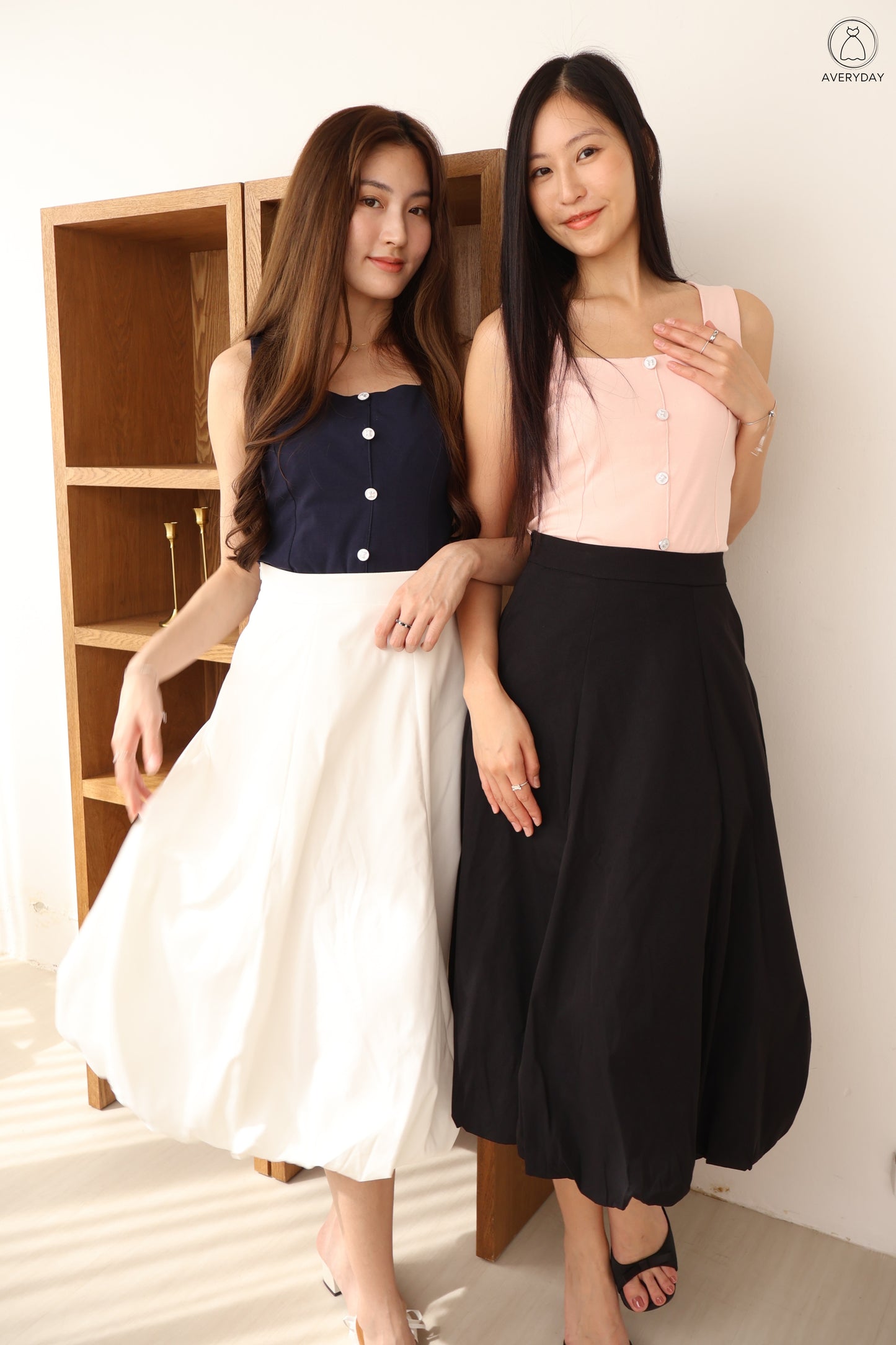 *Premium* Aisling Bubble Hem Midi Skirt In White