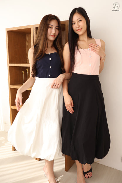 *Premium* Aisling Bubble Hem Midi Skirt In White