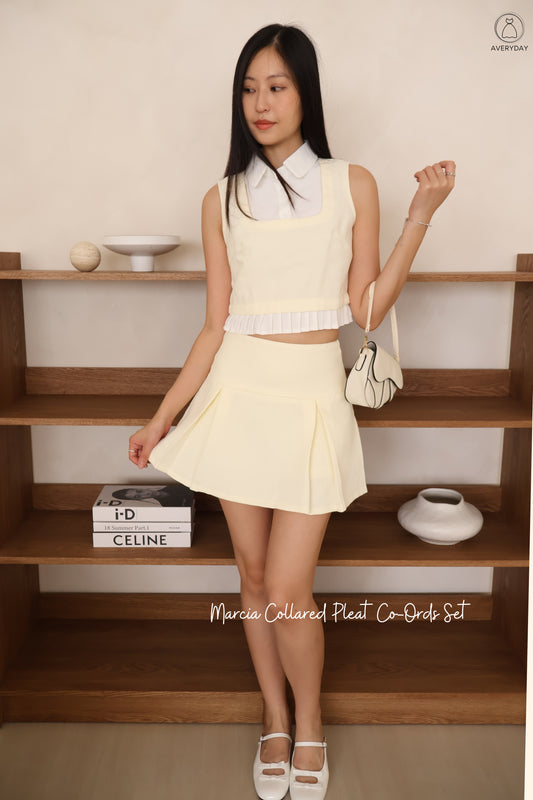 Marcia Collared Pleat Co-Ords Set In Cream