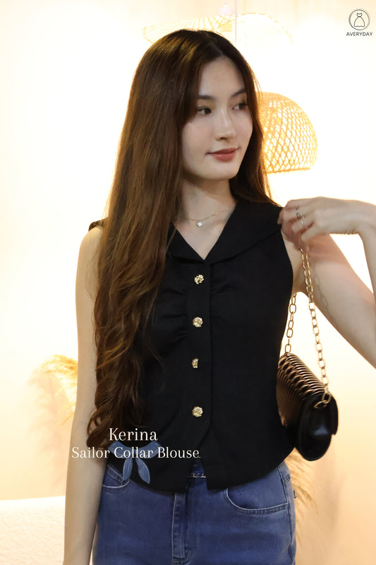 Kerina Sailor Collar Blouse In Black