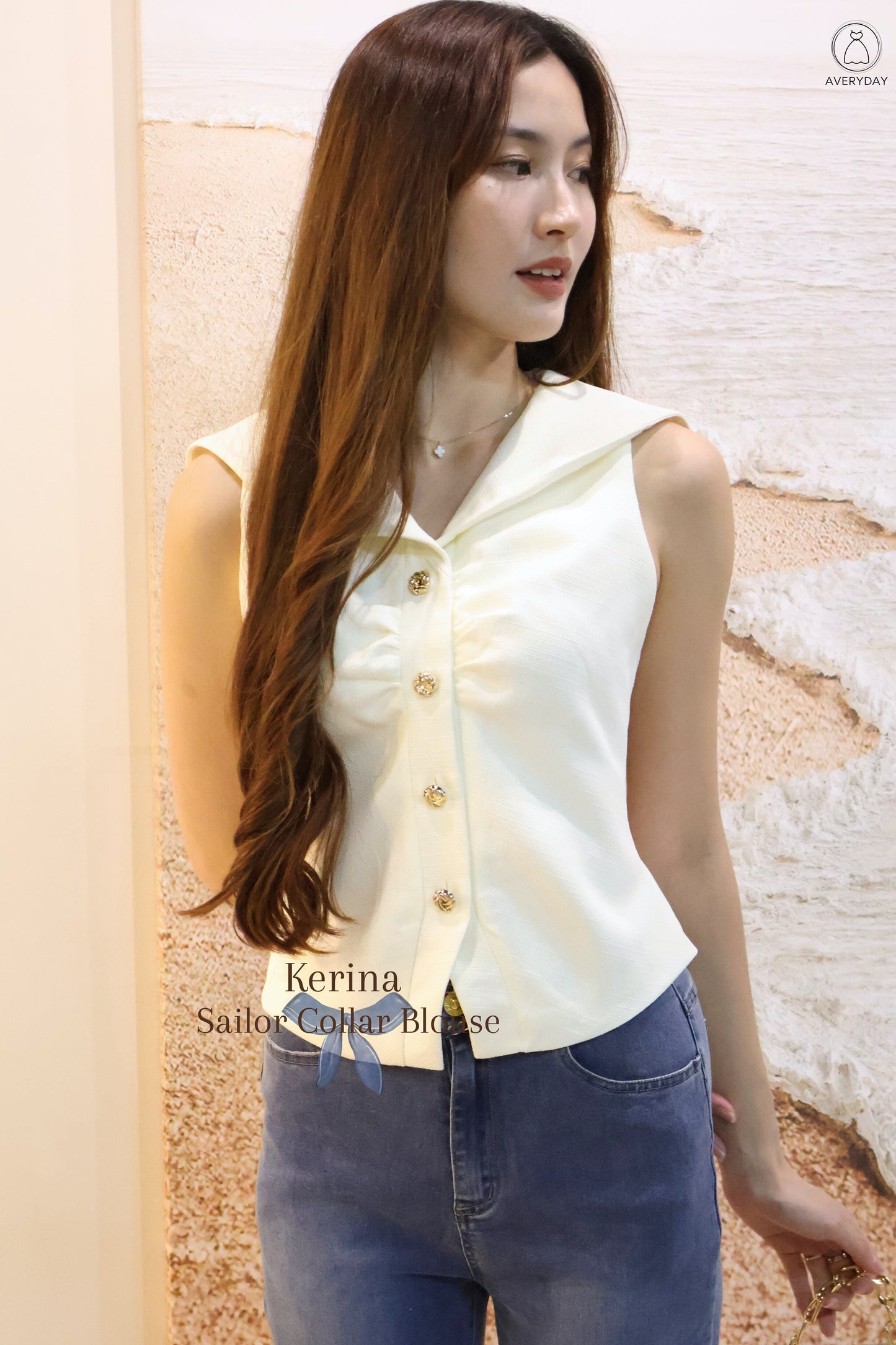 Kerina Sailor Collar Blouse In Cream