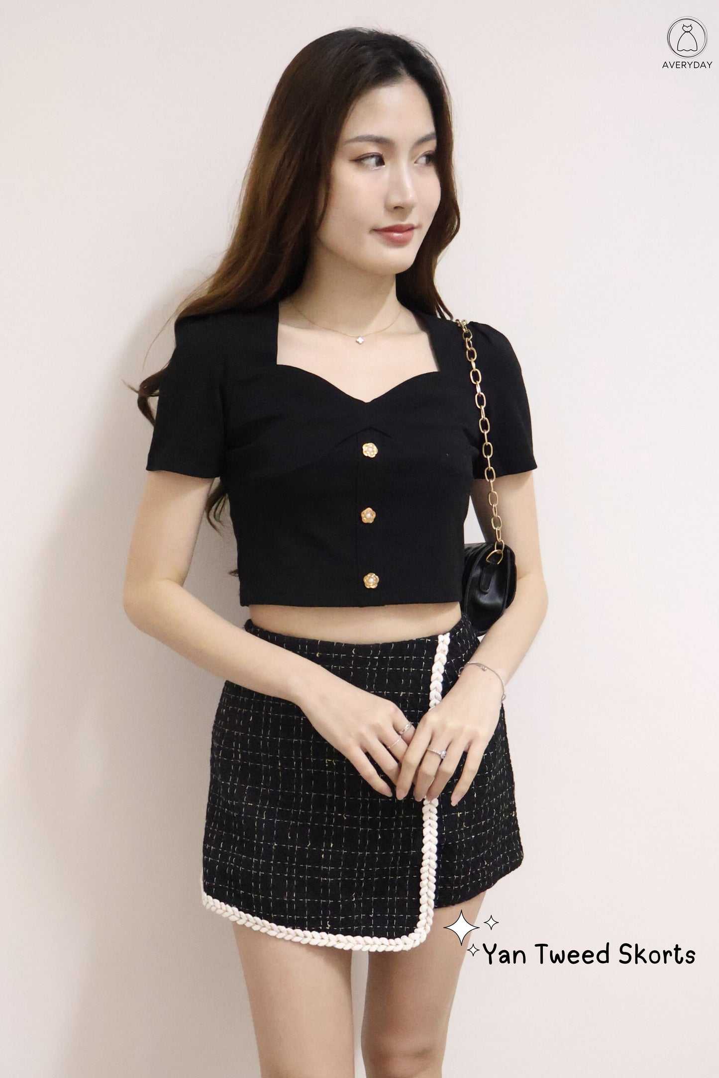 *Premium* Yan Tweed Skorts In Black