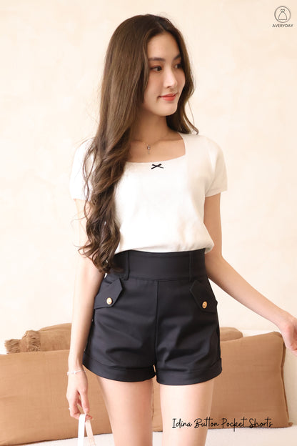 Idina Button Pocket Shorts In Black
