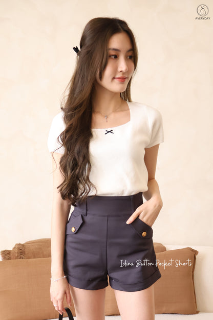 Idina Button Pocket Shorts In Grey