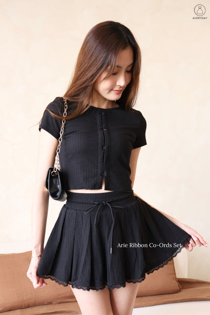 Arie Ribbon Co-Ords Set In Black