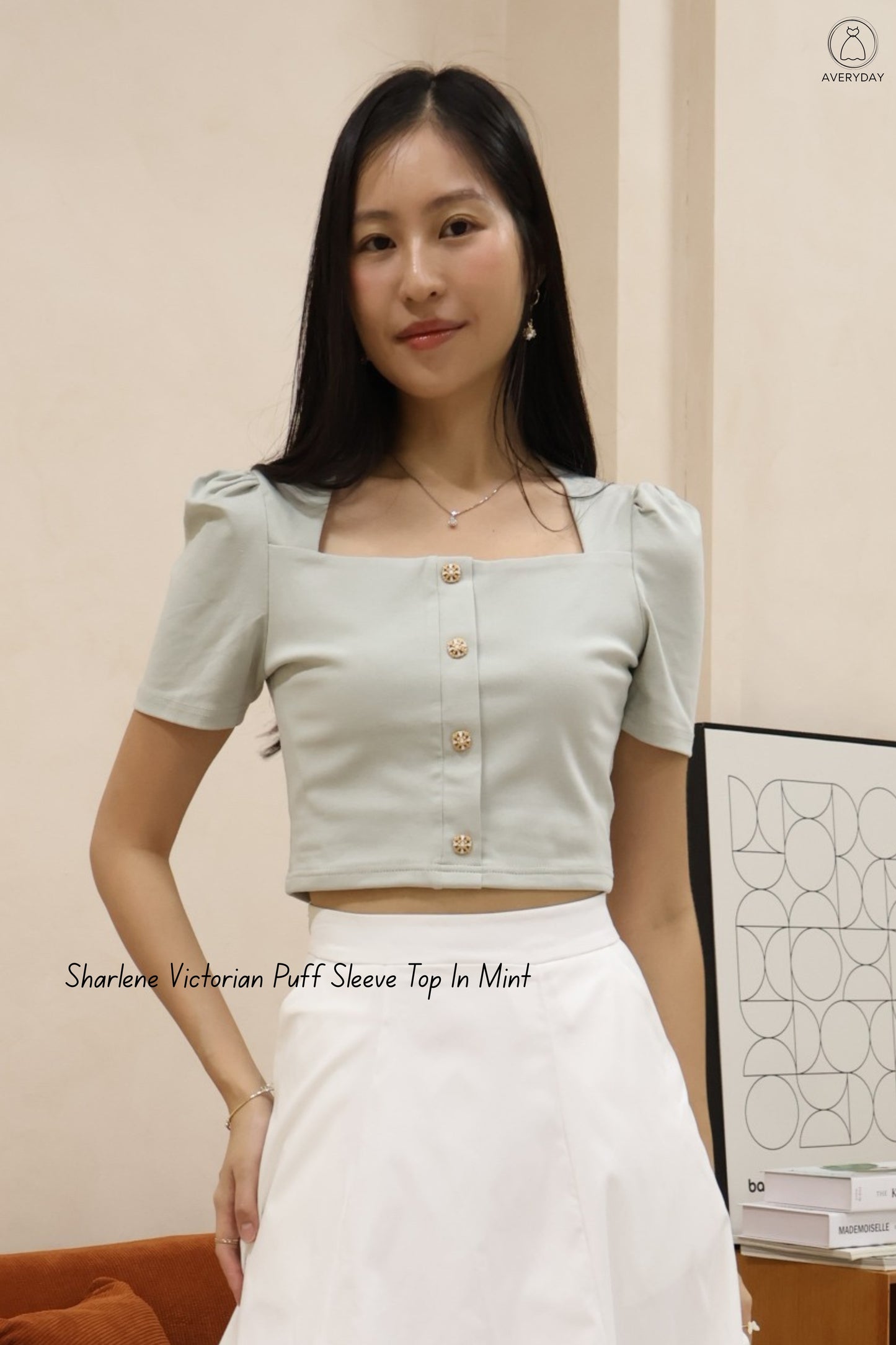 *New Shade* Sharlene Victorian Puff Sleeve Top In Mint