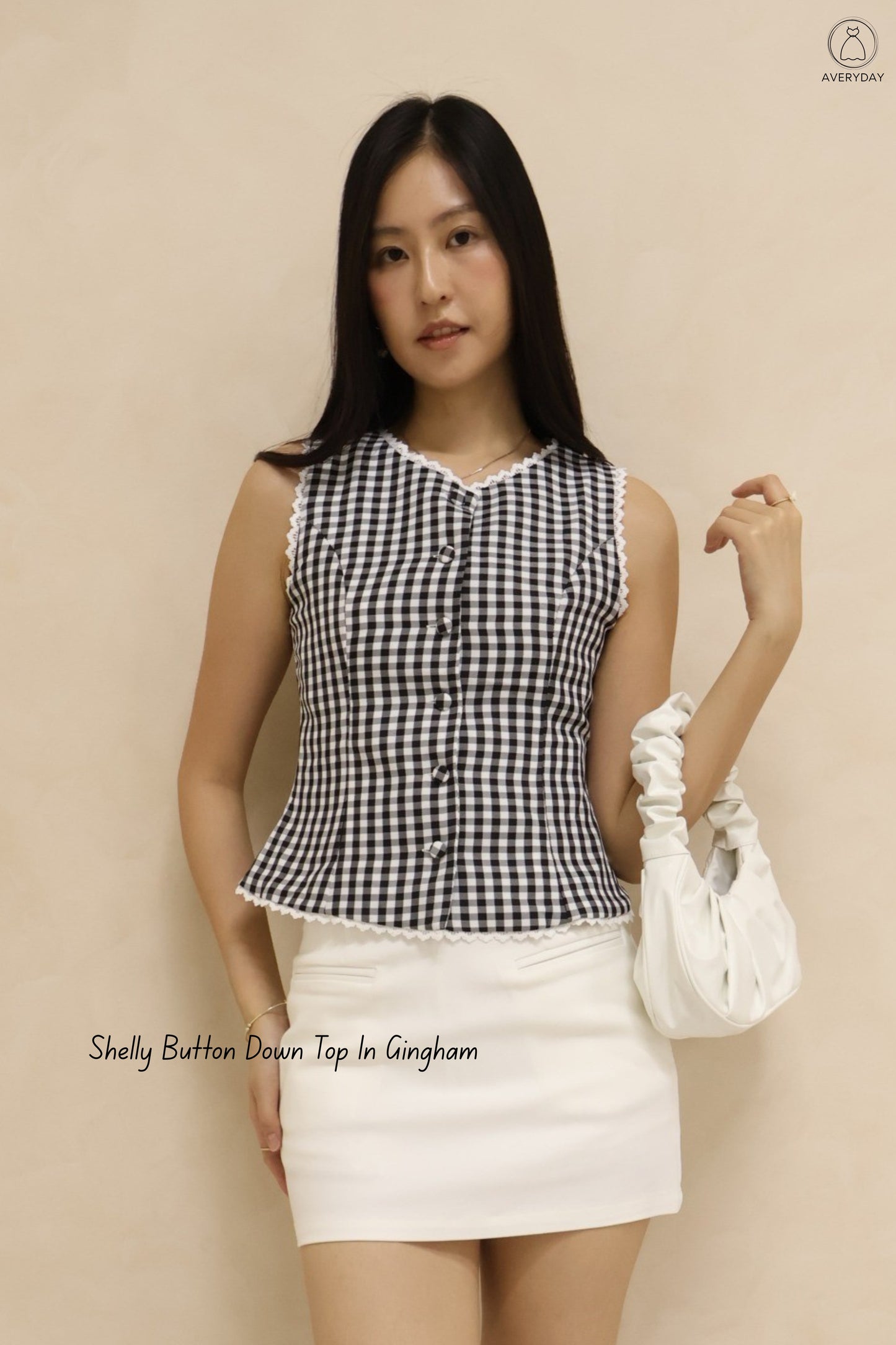 Shelly Button Down Top In Gingham