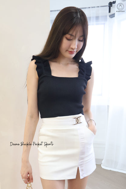 Deana Buckle Pocket Skorts In White
