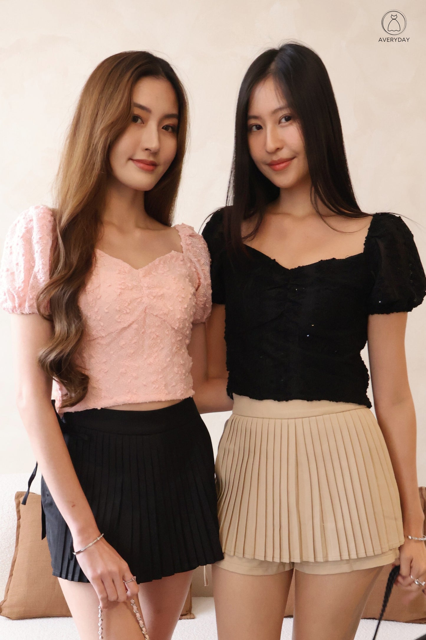 Mirah Pleated Apron Skorts In Sand