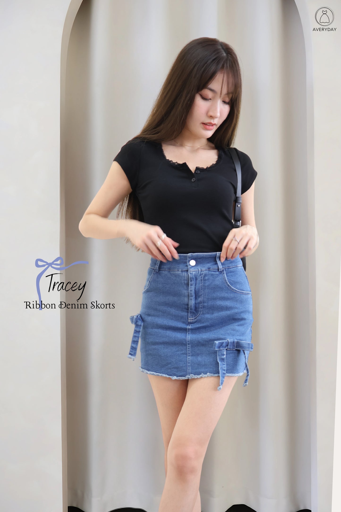 Tracey Ribbon Denim Skorts