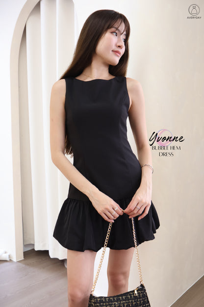 Yvonne Bubble Hem Dress In Black