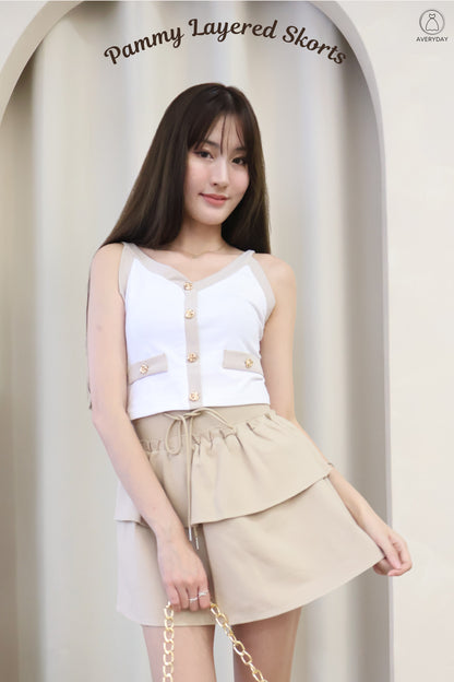 Pammy Layered Skorts In Khaki