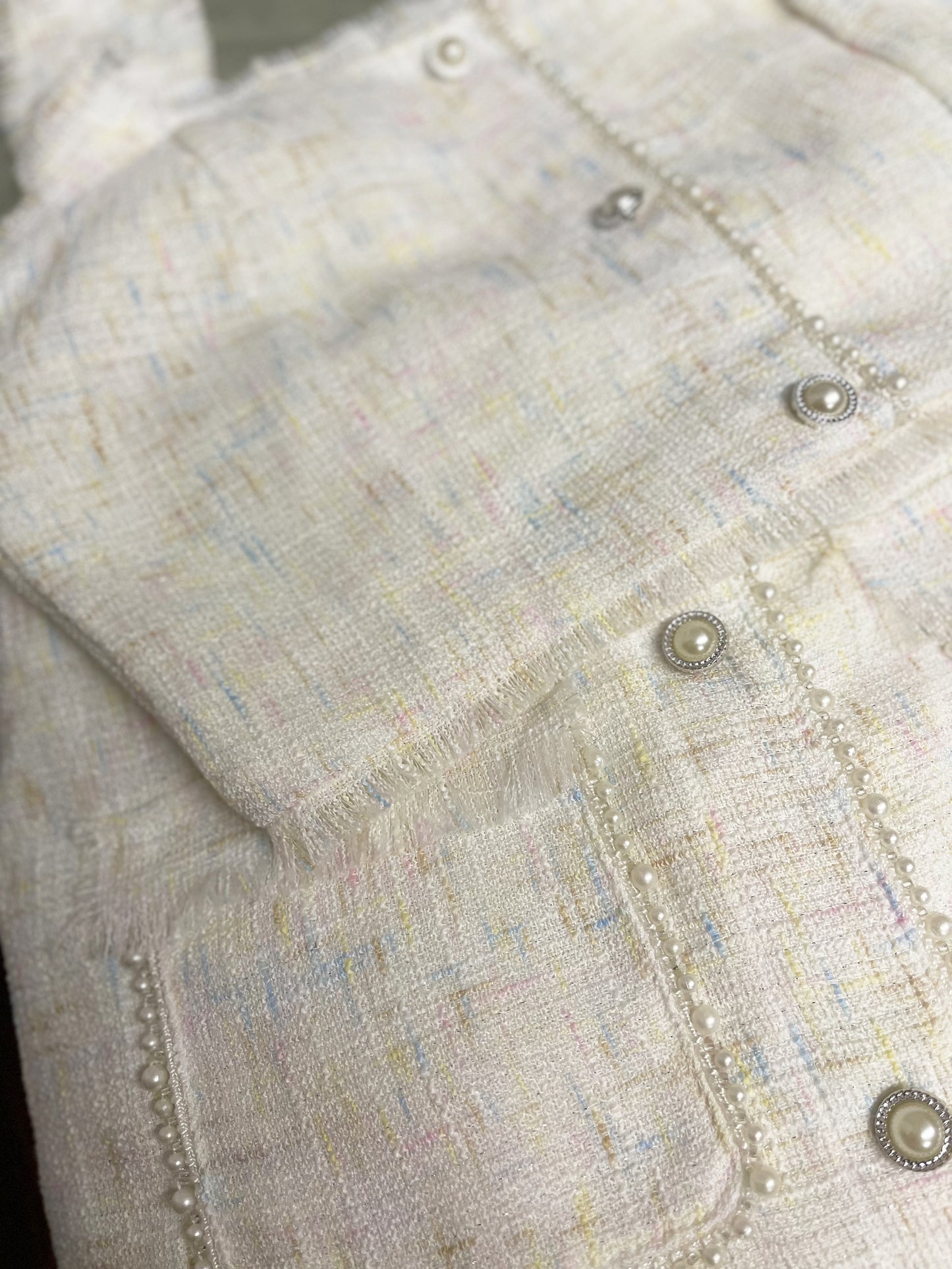 Kiera Button Co-Ords Set In White Paddlepop