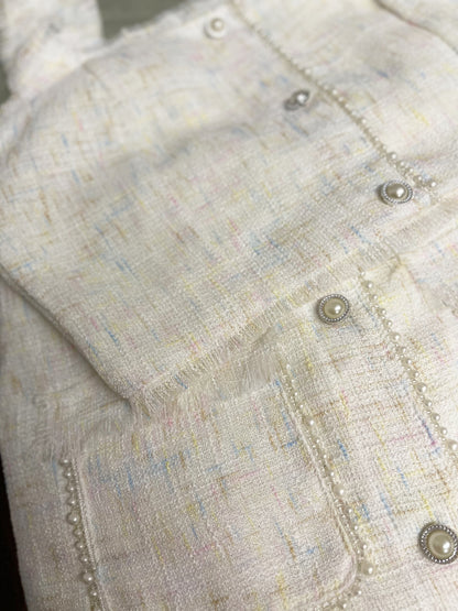 Kiera Button Co-Ords Set In White Paddlepop