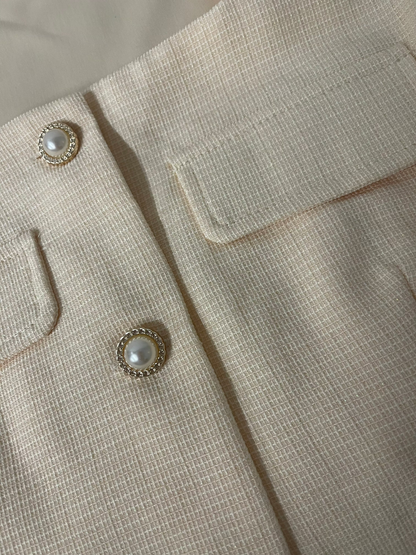 Celestine Pearl Button Co-Ords In Cream