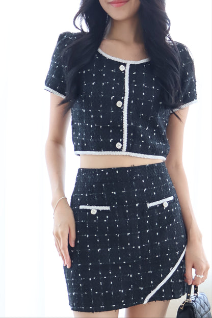 Charm Tweed Co-Ords Set In Black