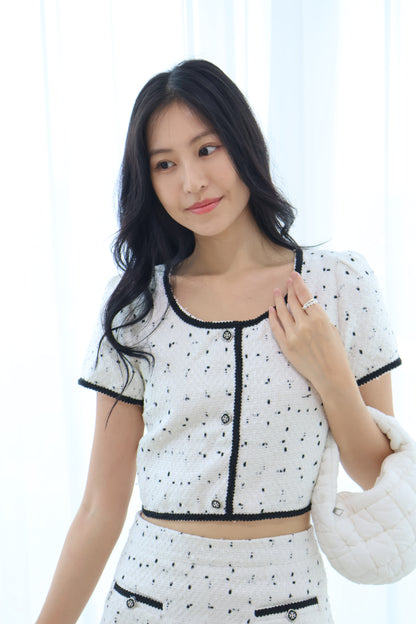 Charm Tweed Co-Ords Set In White