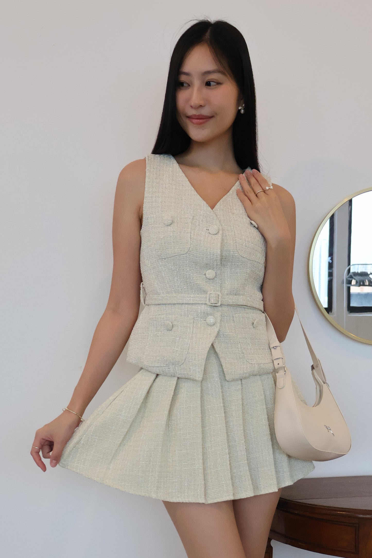 Verity Tweed Belted Co-Ords Set In Vanilla