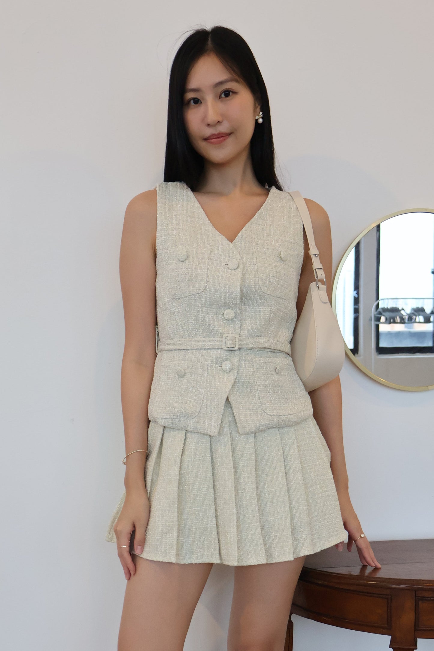 Verity Tweed Belted Co-Ords Set In Vanilla