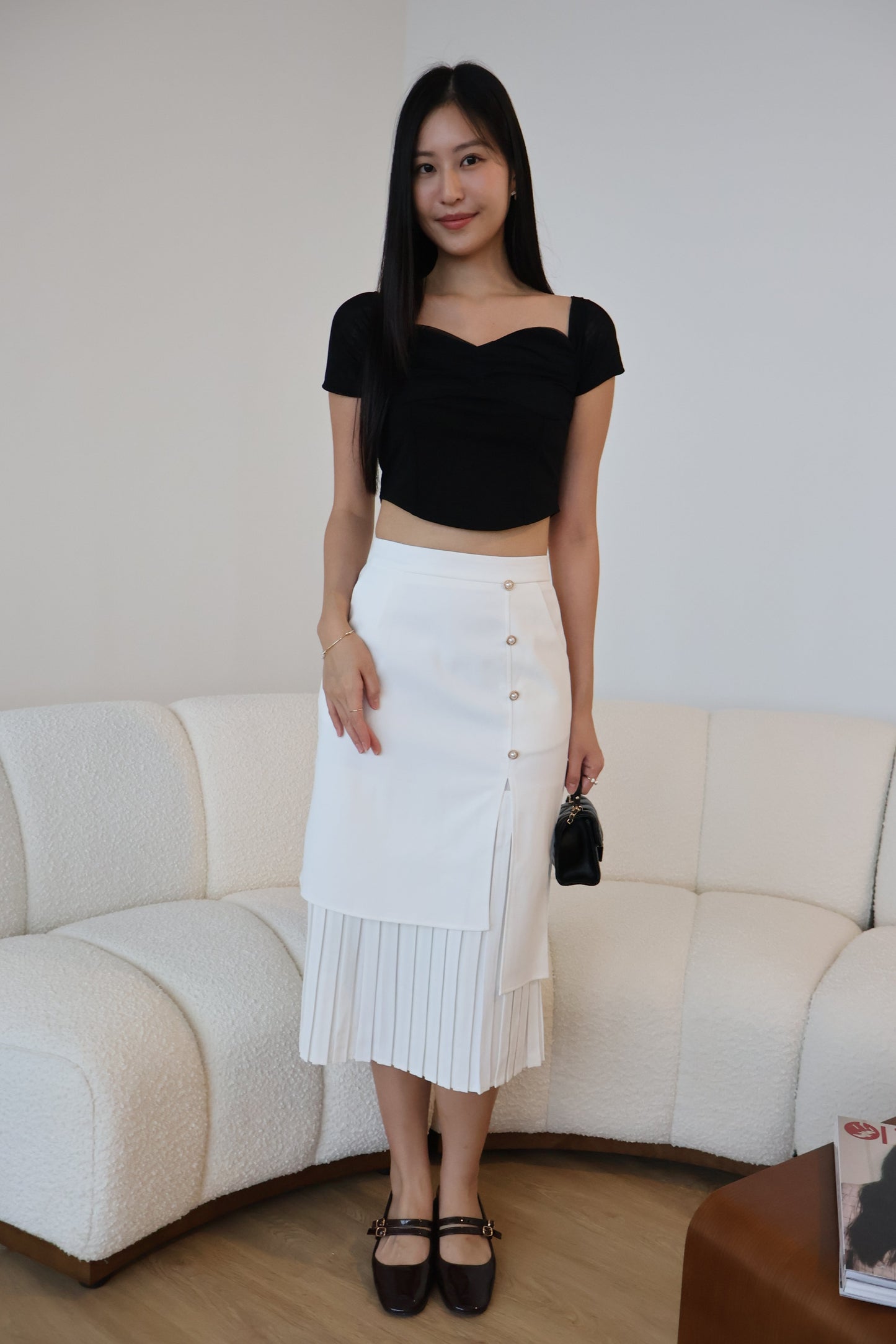 Tisha Mesh Sweetheart Neckline Top In Black