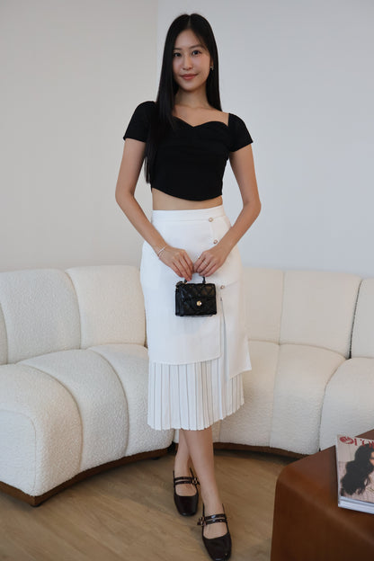 Tisha Mesh Sweetheart Neckline Top In Black