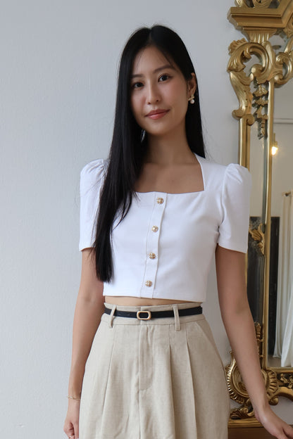 *Restocked* Sharlene Victorian Puff Sleeve Top In White