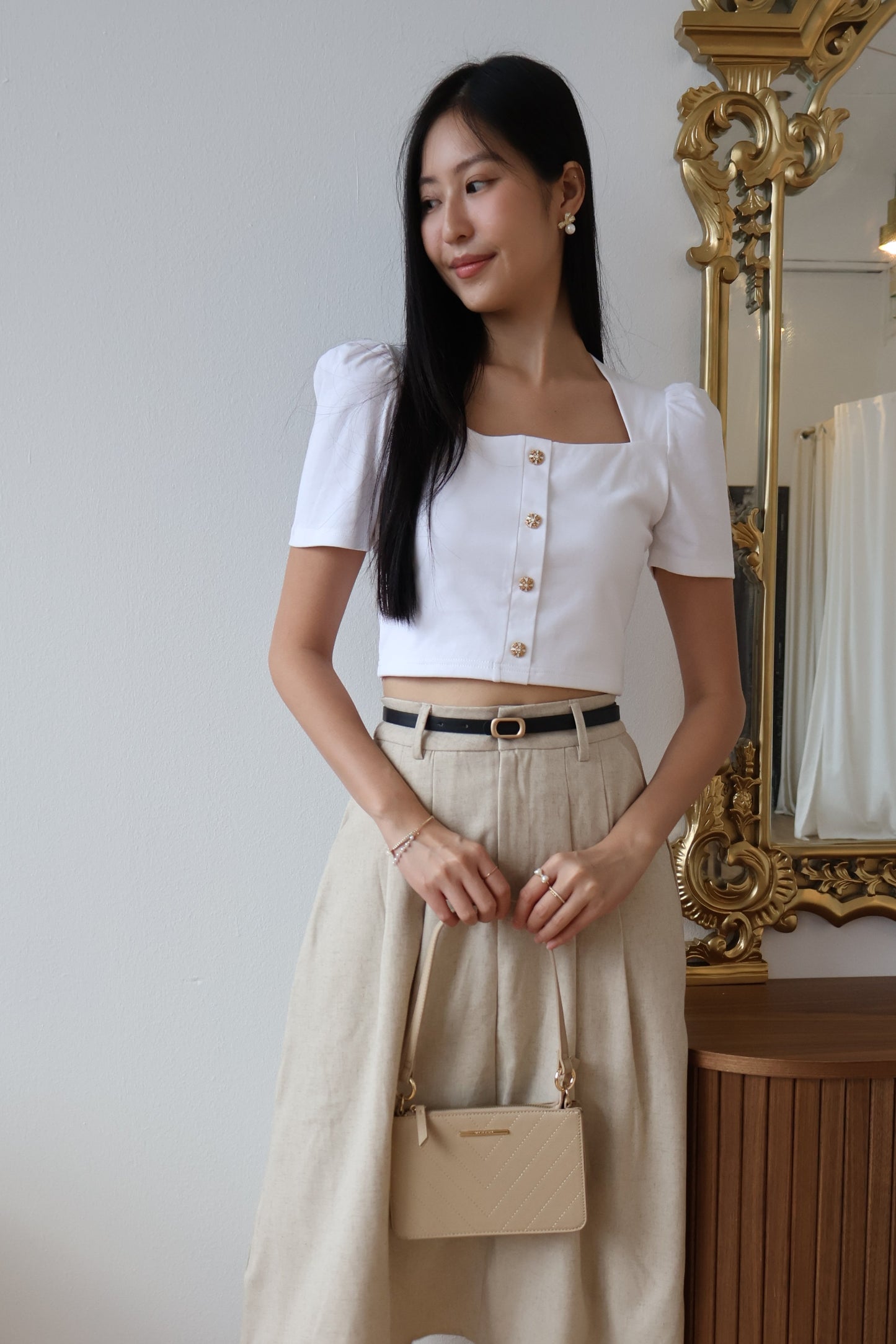 *Restocked* Sharlene Victorian Puff Sleeve Top In White