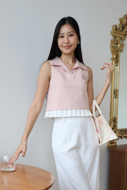 Melody Pleated Collar Blouse In Pink