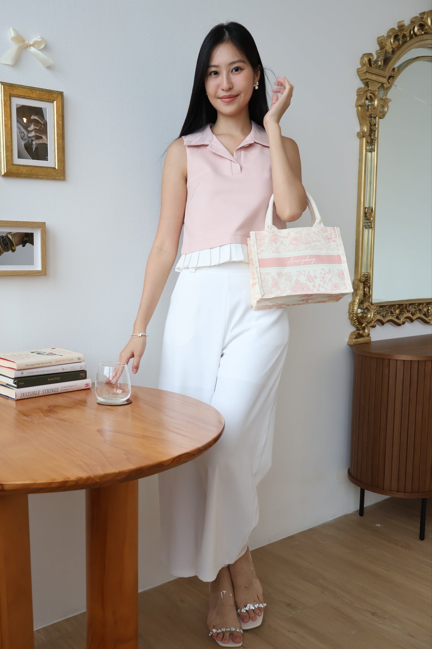 Melody Pleated Collar Blouse In Pink