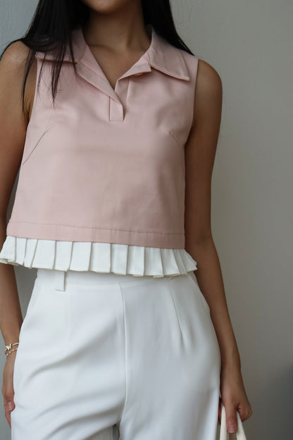 Melody Pleated Collar Blouse In Pink