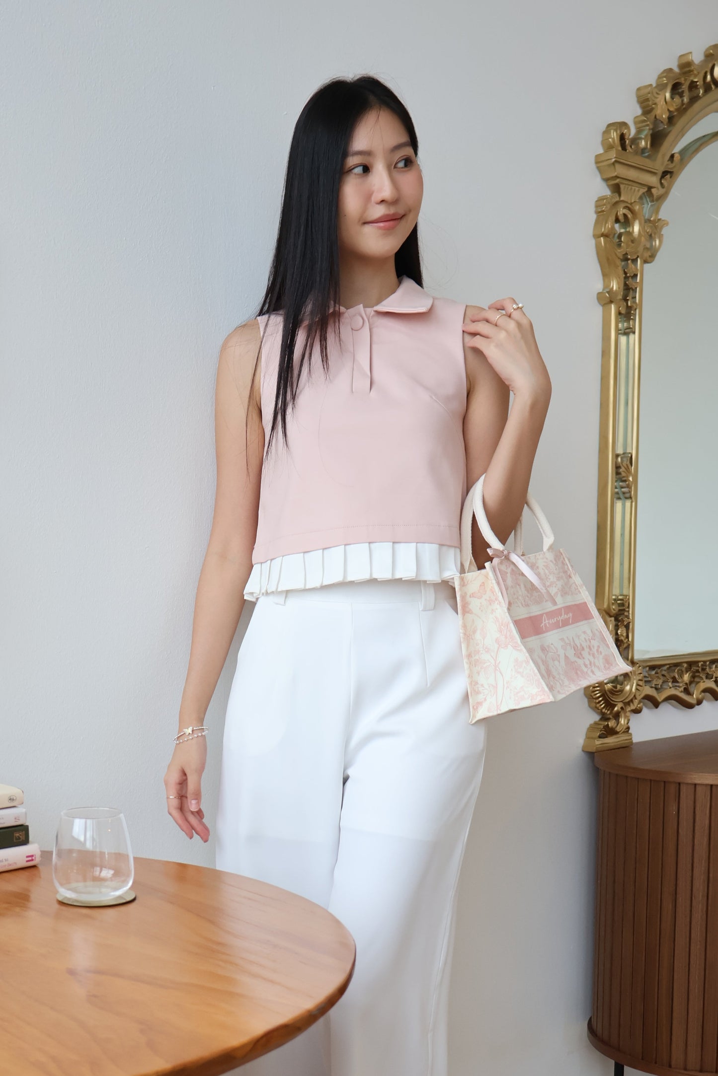 Melody Pleated Collar Blouse In Pink
