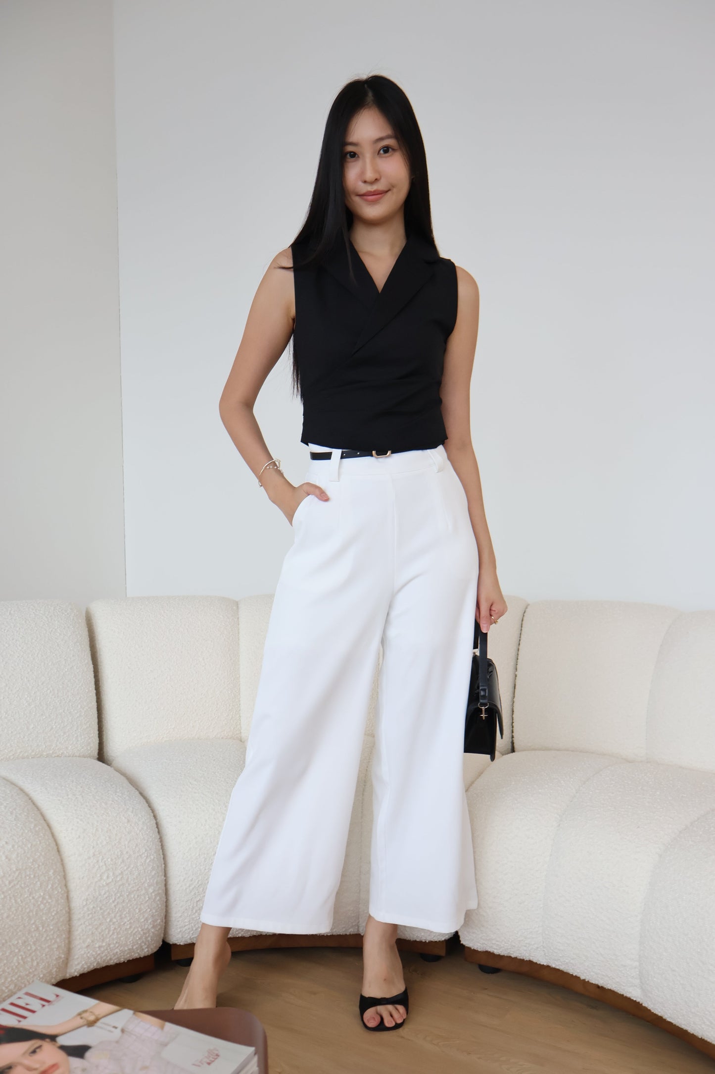 Graze Vest Tailored Top In Black