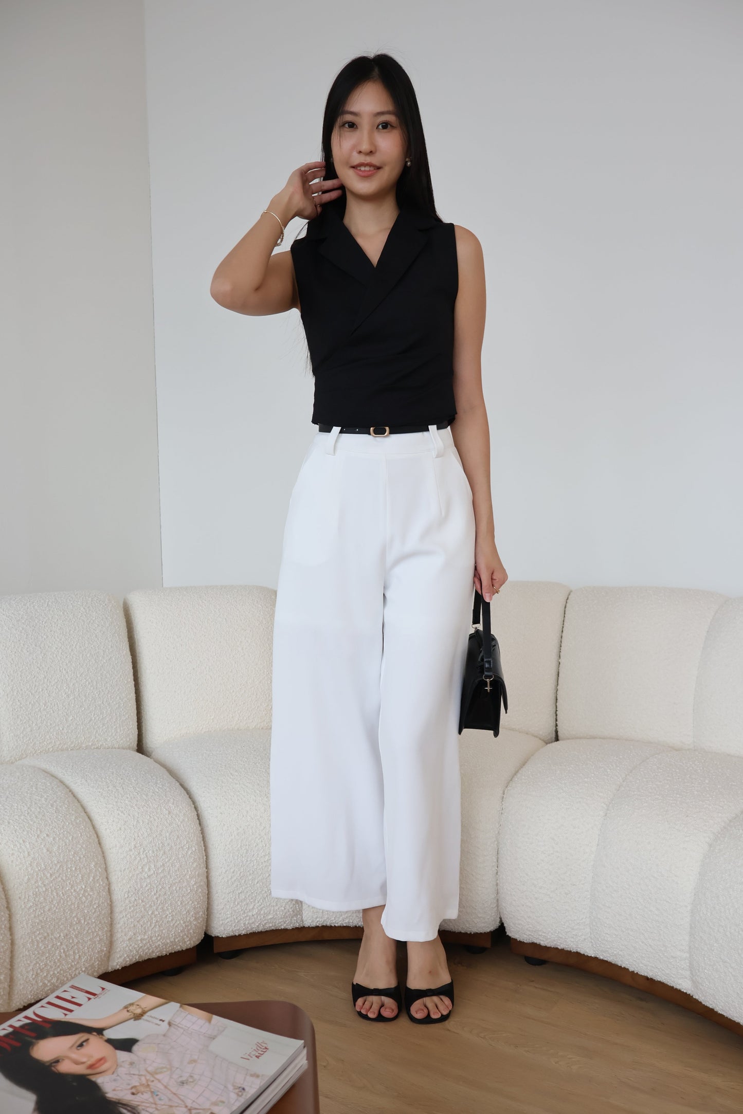 Graze Vest Tailored Top In Black