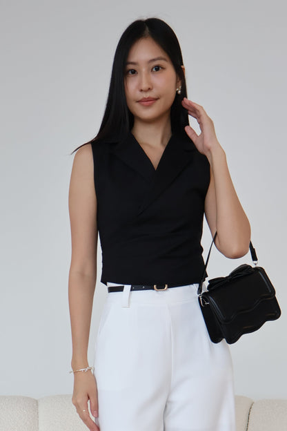 Graze Vest Tailored Top In Black
