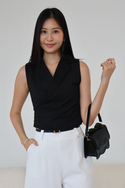Graze Vest Tailored Top In Black
