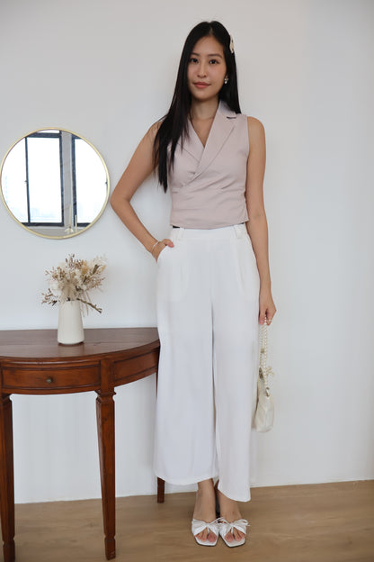 Graze Vest Tailored Top In Taupe Pink