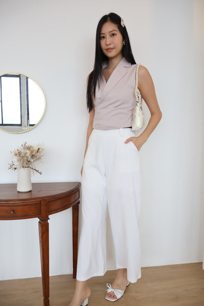 Graze Vest Tailored Top In Taupe Pink