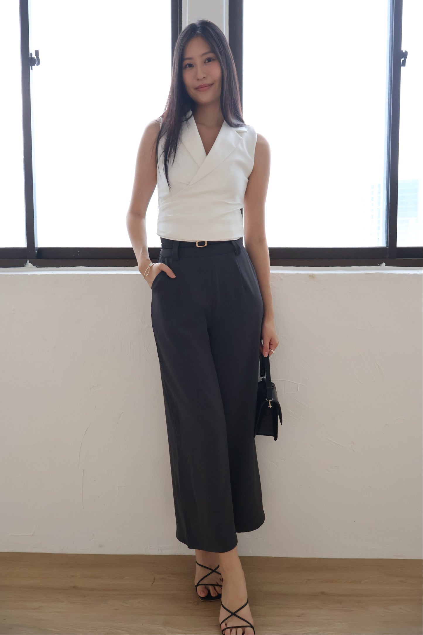 Graze Vest Tailored Top In White