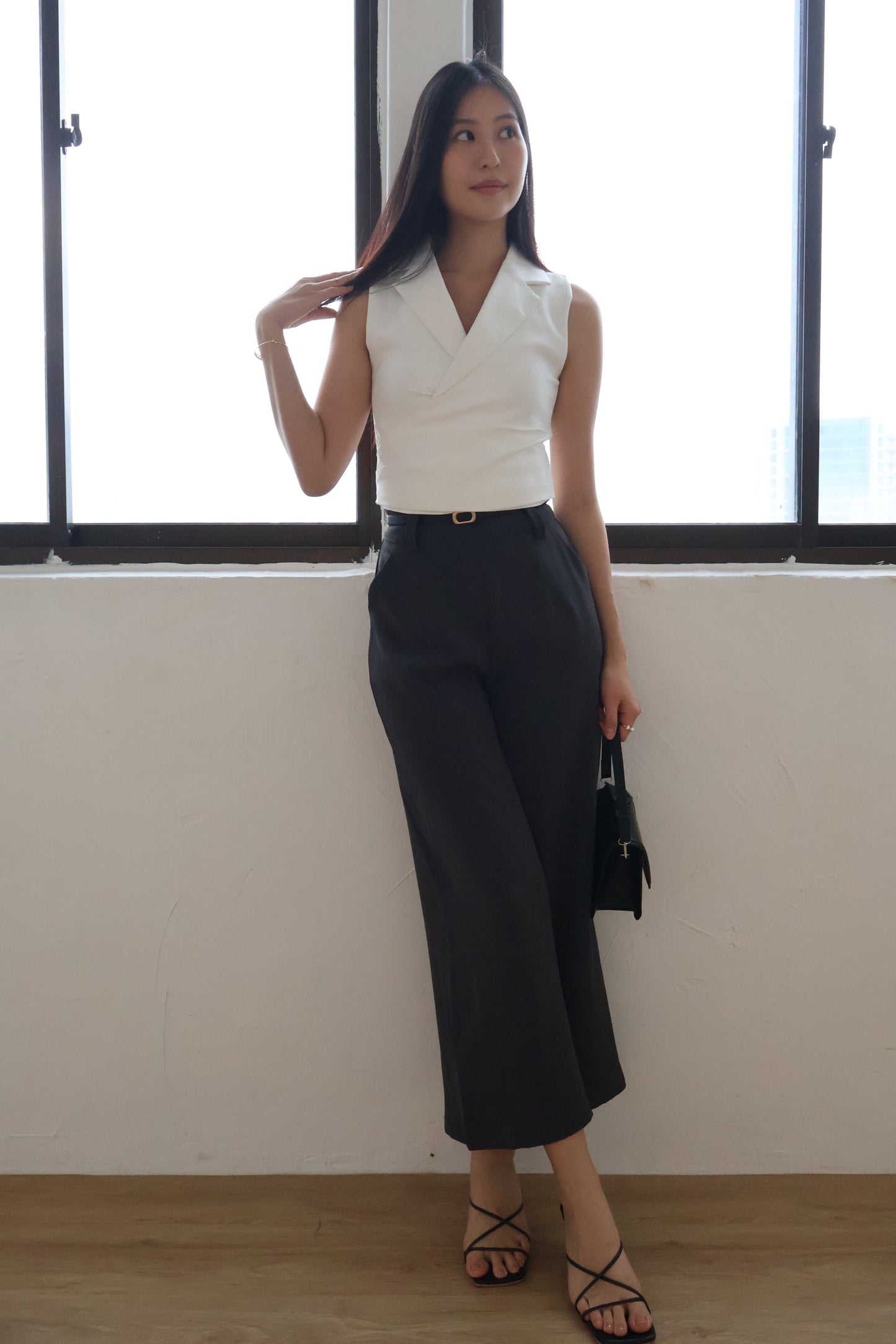 Graze Vest Tailored Top In White