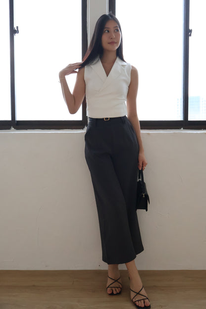 Graze Vest Tailored Top In White