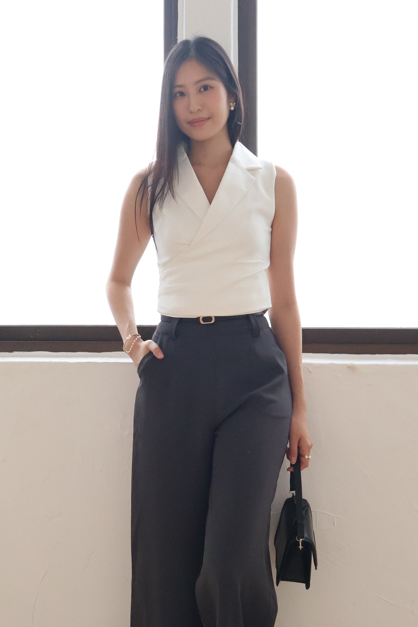 Graze Vest Tailored Top In White