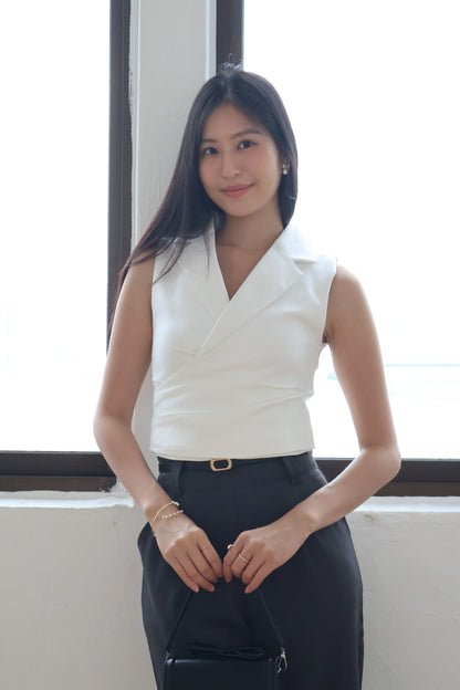 Graze Vest Tailored Top In White