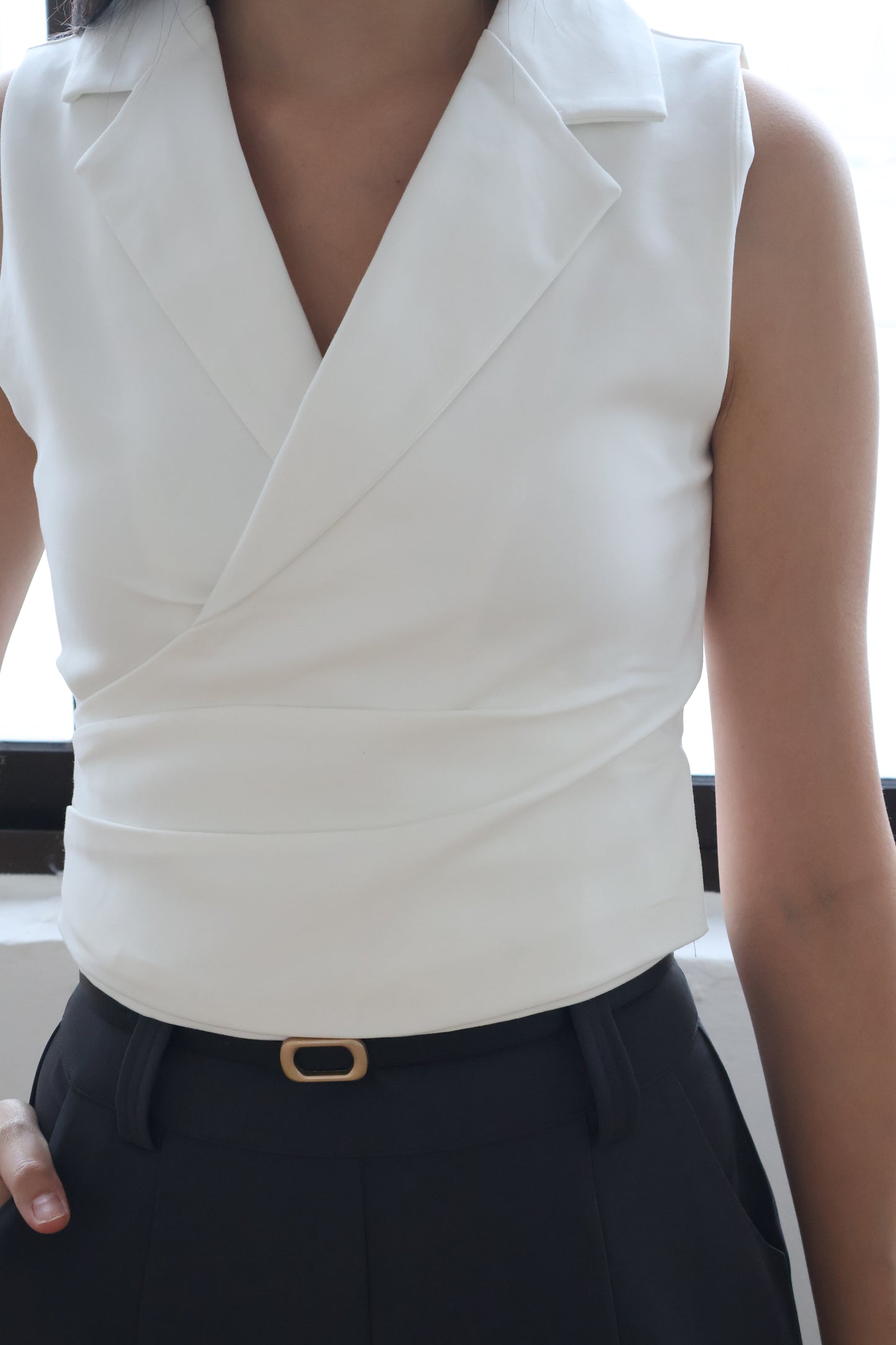 Graze Vest Tailored Top In White