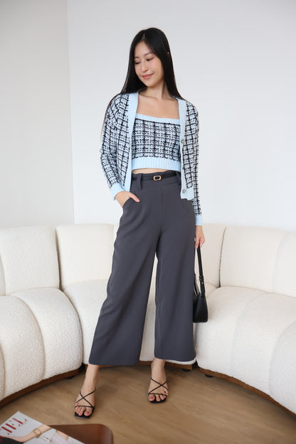 Lilian Knit Cardigan Set In Blue