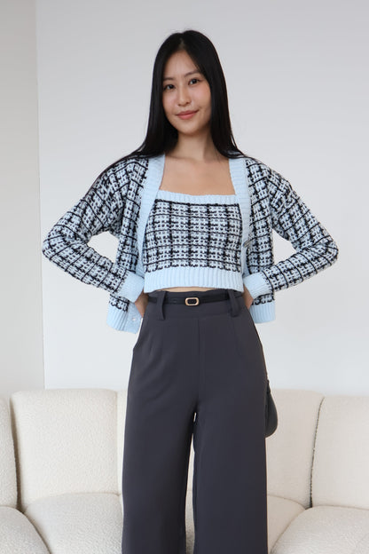 Lilian Knit Cardigan Set In Blue